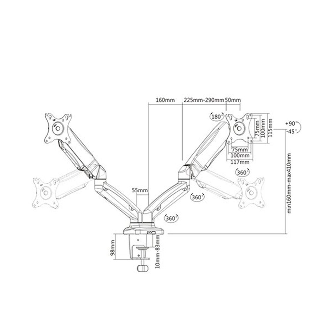 Кронштейн Brateck LDT13-C024 13"-27" черный - ForteMarket Кронштейн Brateck LDT13-C024 13"-27" черный купить,0