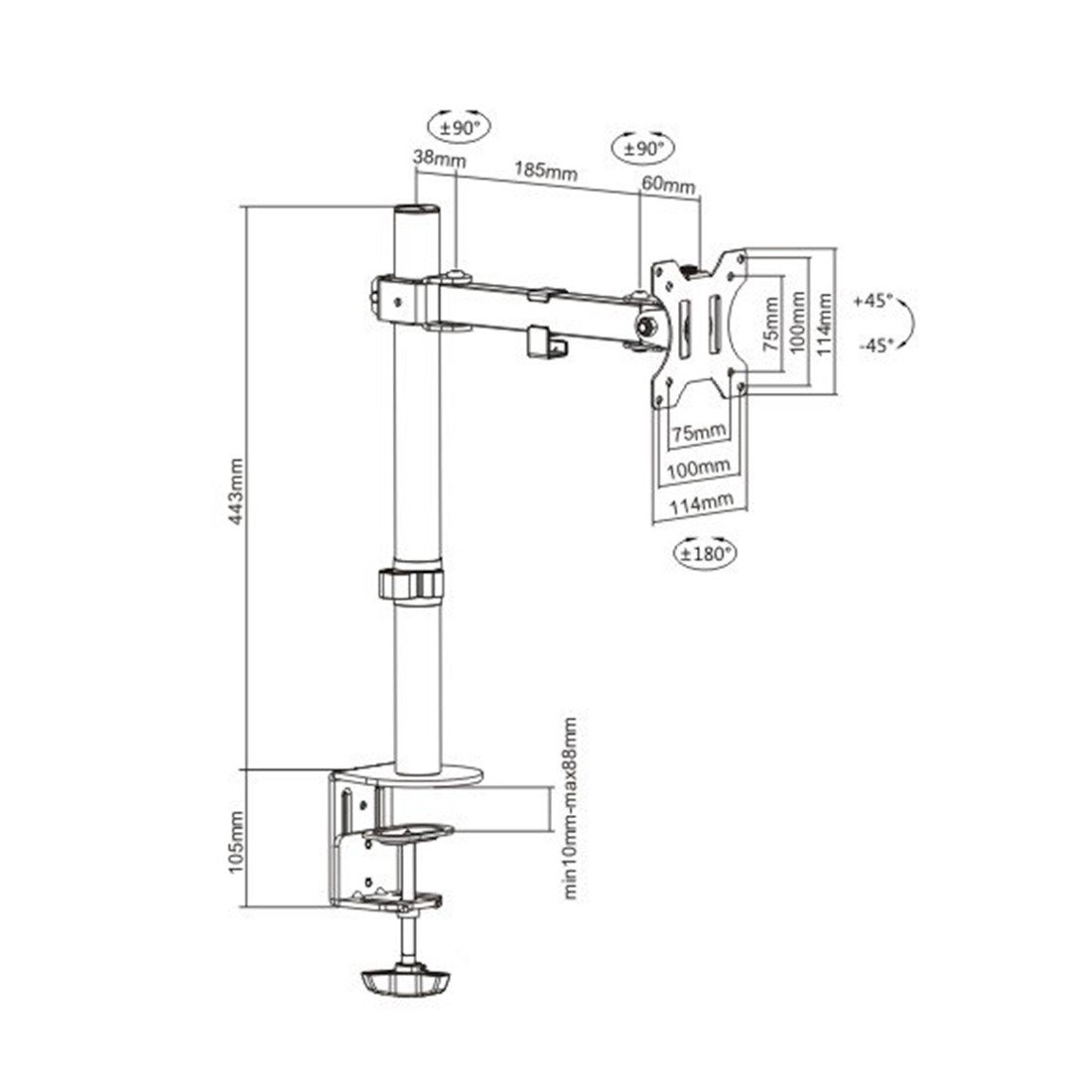 Кронштейн  Brateck LDT12-C011 13"-32" черный купить,0