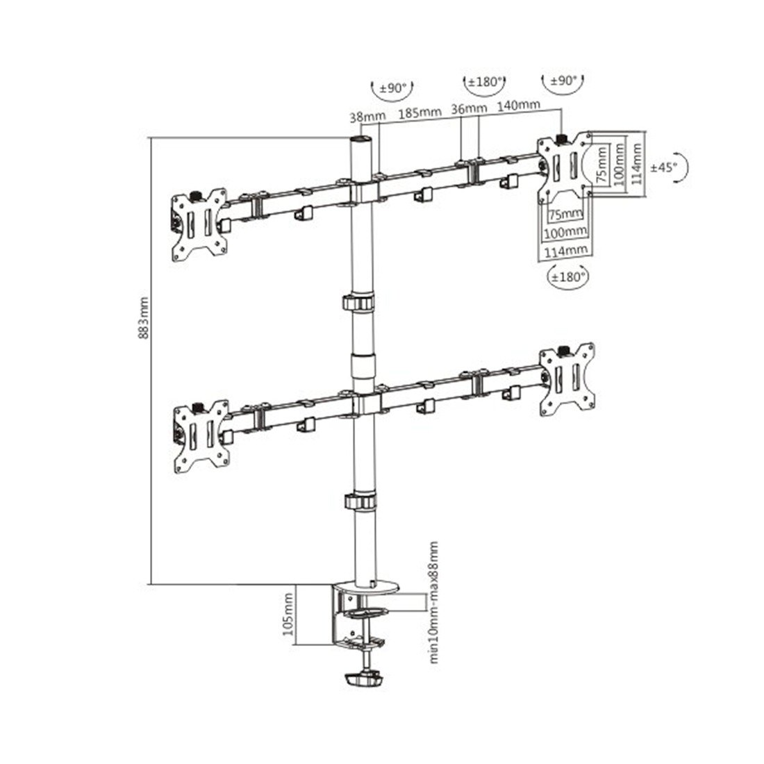 Кронштейн Brateck LDT12-C048N 13"-32" черный купить,0