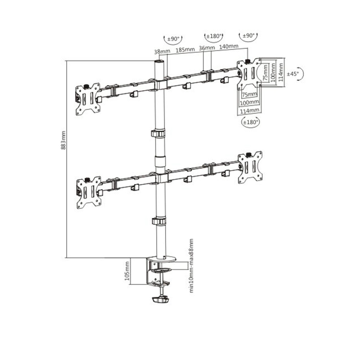 Кронштейн Brateck LDT12-C048N 13"-32" черный купить,NaN