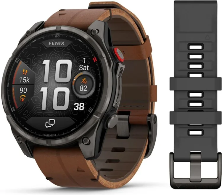 Смарт-часы Garmin Fenix 8 Pro 47 мм черный-коричневый + ремешок