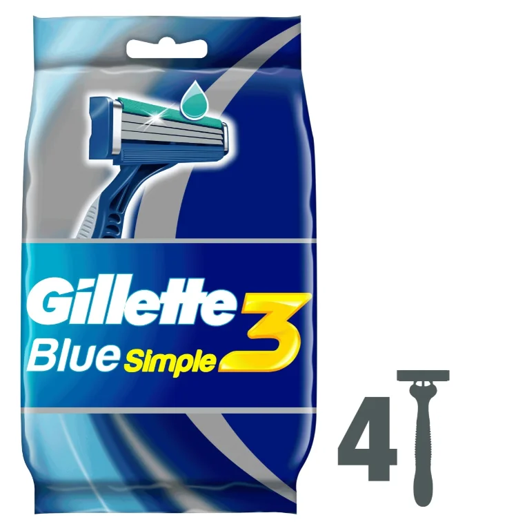 Бритвенный станок Gillette Blue Simple 3 4шт купить,NaN