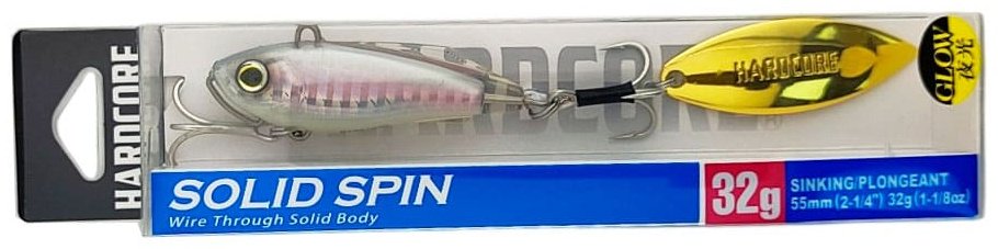 Тейл-спиннер DUEL Hardcore Solid Spin 55mm, 32g, HLKI, Japanese Whiting Glow Belly F1183-HLKI 1 шт 55 мм HLKI, Japanese Whiting Glow Belly купить,NaN