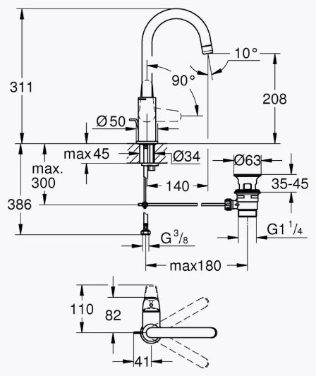 Смеситель для раковины (умывальника) Grohe Euroeco 24272001, однозахватный - ForteMarket Смеситель для раковины (умывальника) Grohe Euroeco 24272001, однозахватный купить,77400