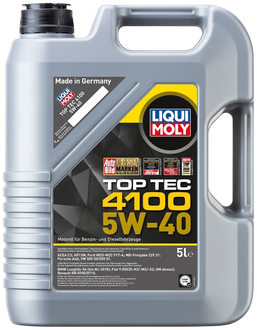 Моторное масло Синтетическое LIQUI MOLY TOP TEC 4100 5W-40 5 л