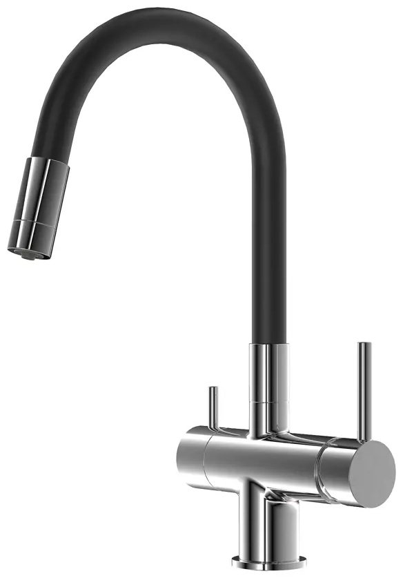 Смеситель для кухни ESKO Line K108B, латунь, цвет серебристый, черный - ForteMarket Смеситель для кухни ESKO Line K108B, латунь, цвет серебристый, черный купить,0