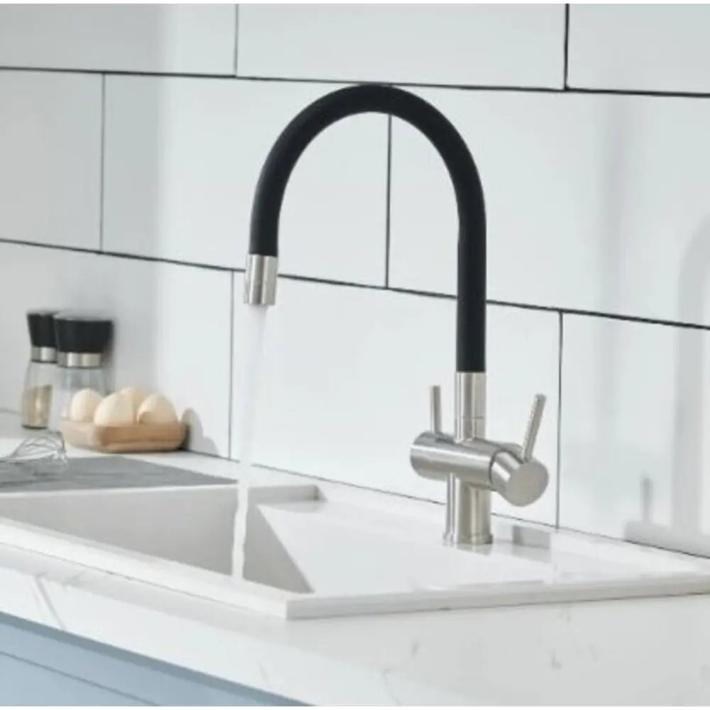 Смеситель для кухни ESKO Line K108B, латунь, цвет серебристый, черный - ForteMarket Смеситель для кухни ESKO Line K108B, латунь, цвет серебристый, черный купить,0