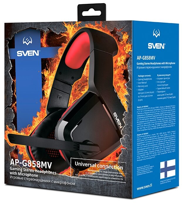 Наушники Sven AP-G858MV черно-красные купить,NaN