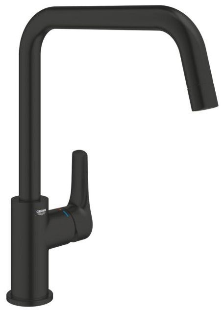 Смеситель для кухни (мойки) Grohe Eurosmart, U-образный высокий излив, матовый черный (305672430), однозахватный