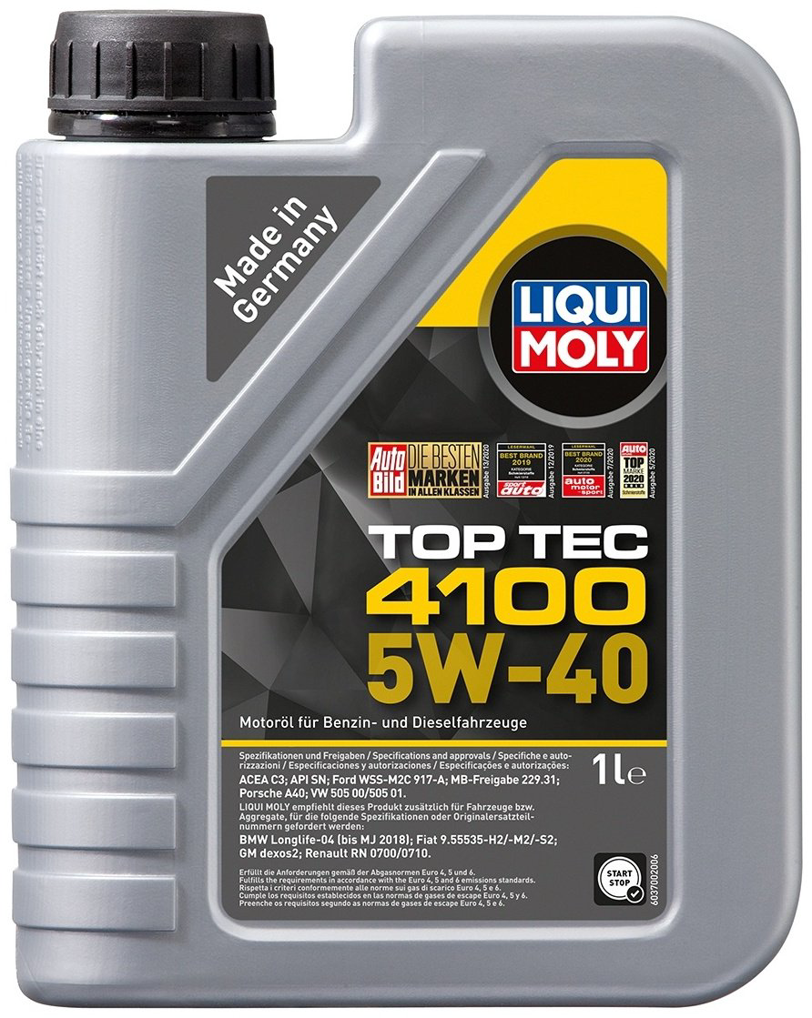 Моторное масло Синтетическое LIQUI MOLY TOP TEC 4100 5W-40 1 л купить,14600
