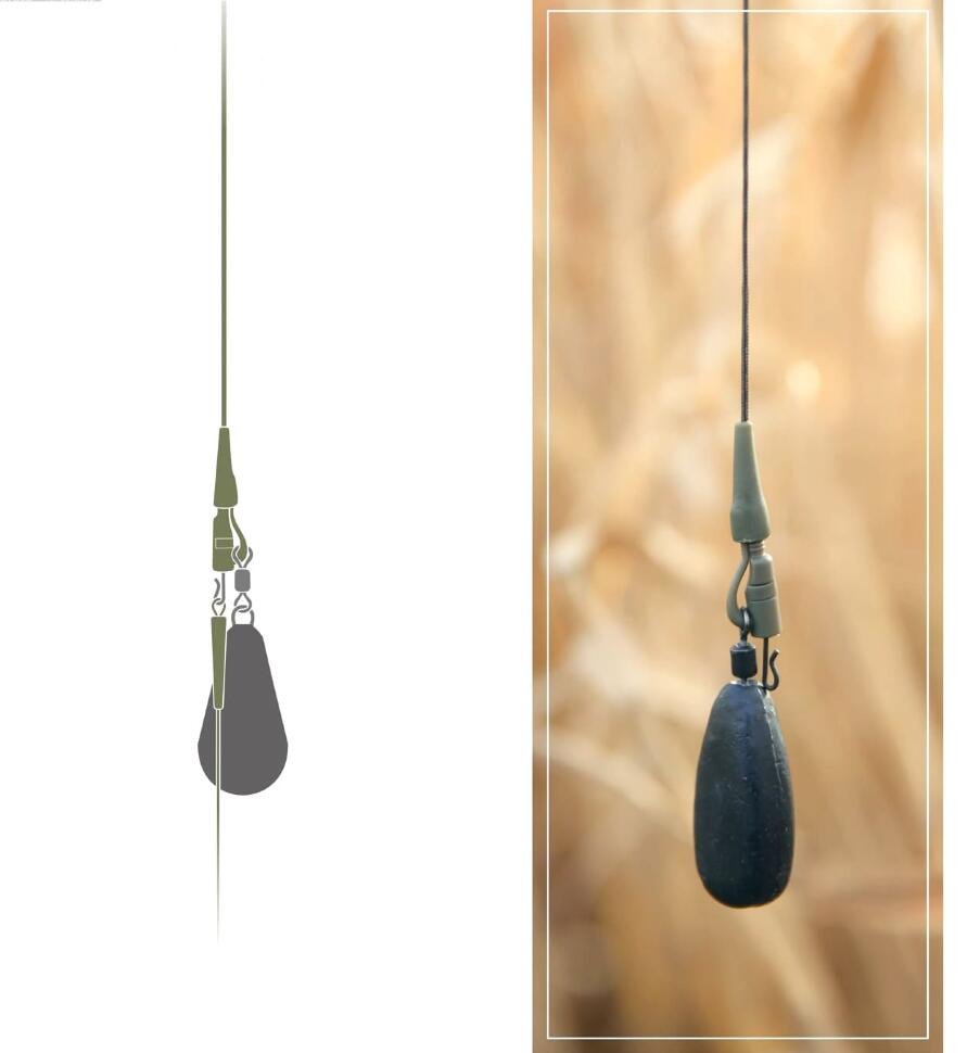 Оснастка Rich Carper безопасная клипса Safety Lead Clip Rig System Camo Green, 45lb 78 см купить,NaN