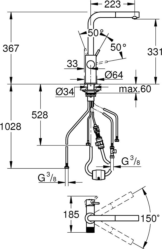 Смеситель для кухни Grohe 30590000 Blue Pure Minta, латунь, цвет хром купить,295600