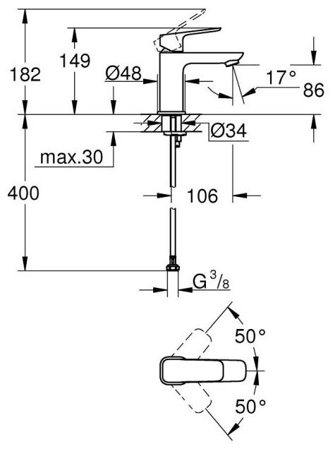 Смеситель для раковины (умывальника) Grohe Cubeo 1016992430, однозахватный купить,NaN