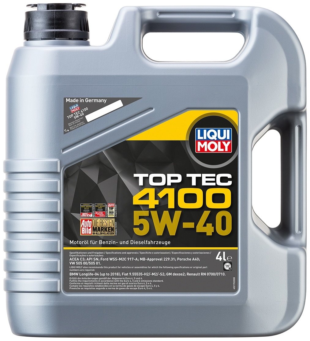 Моторное масло Синтетическое LIQUI MOLY TOP TEC 4100 5W-40 4 л