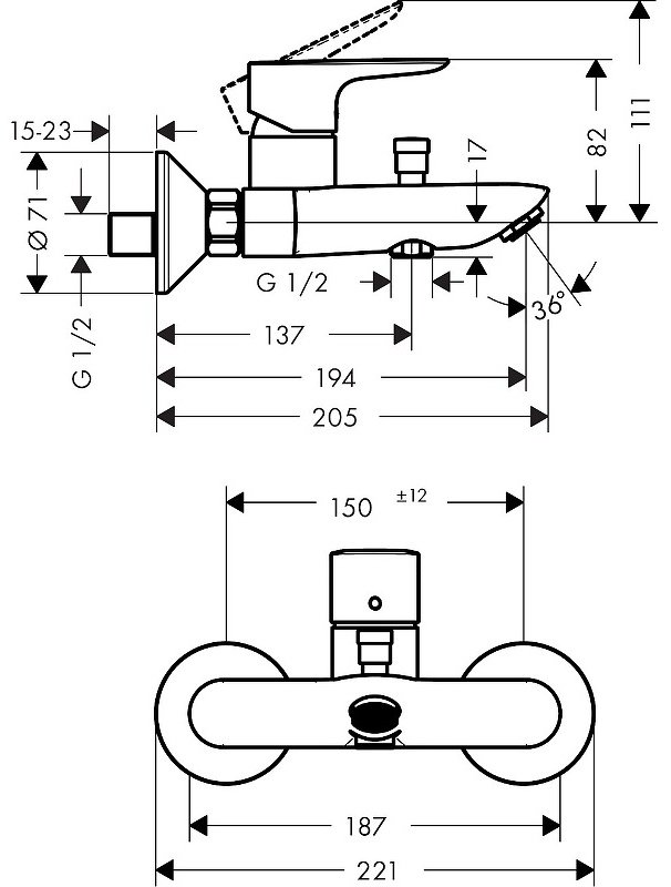 Смеситель для ванны Hansgrohe Talis E 71740990, однозахватный купить,275300
