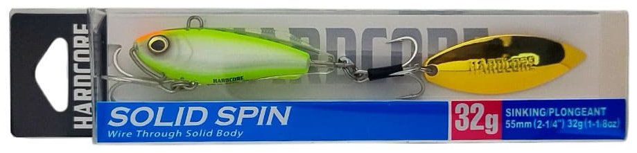 Тейл-спиннер DUEL Hardcore Solid Spin 55mm, 32g, PCL, Pearl Chartreuse F1183-PCL 1 шт 55 мм PCL, Pearl Chartreuse купить,NaN