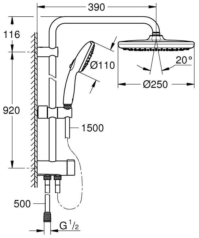 Grohe душевая стойка 26675001 купить,181200