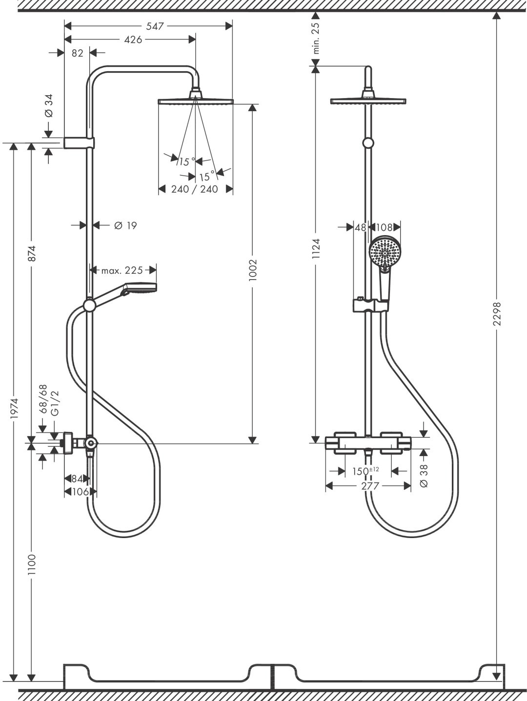 Hansgrohe душевой набор (гарнитур) Vernis Shape 240 Showerpipe 26427670 купить,NaN