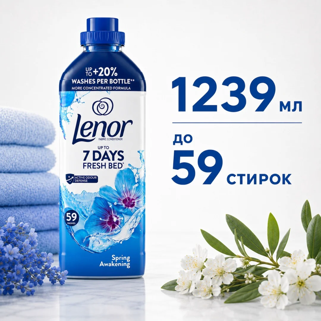 Кондиционер для белья Lenor скандинавская весна 1239 мл купить,NaN