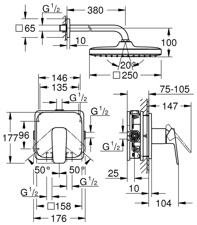 Grohe душевой набор (гарнитур) Cubeo 1053342430
