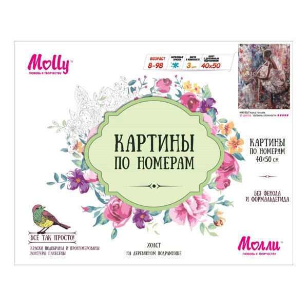 Картина по номерам  Molly Перед танцем 40х50 27 цветов купить,NaN