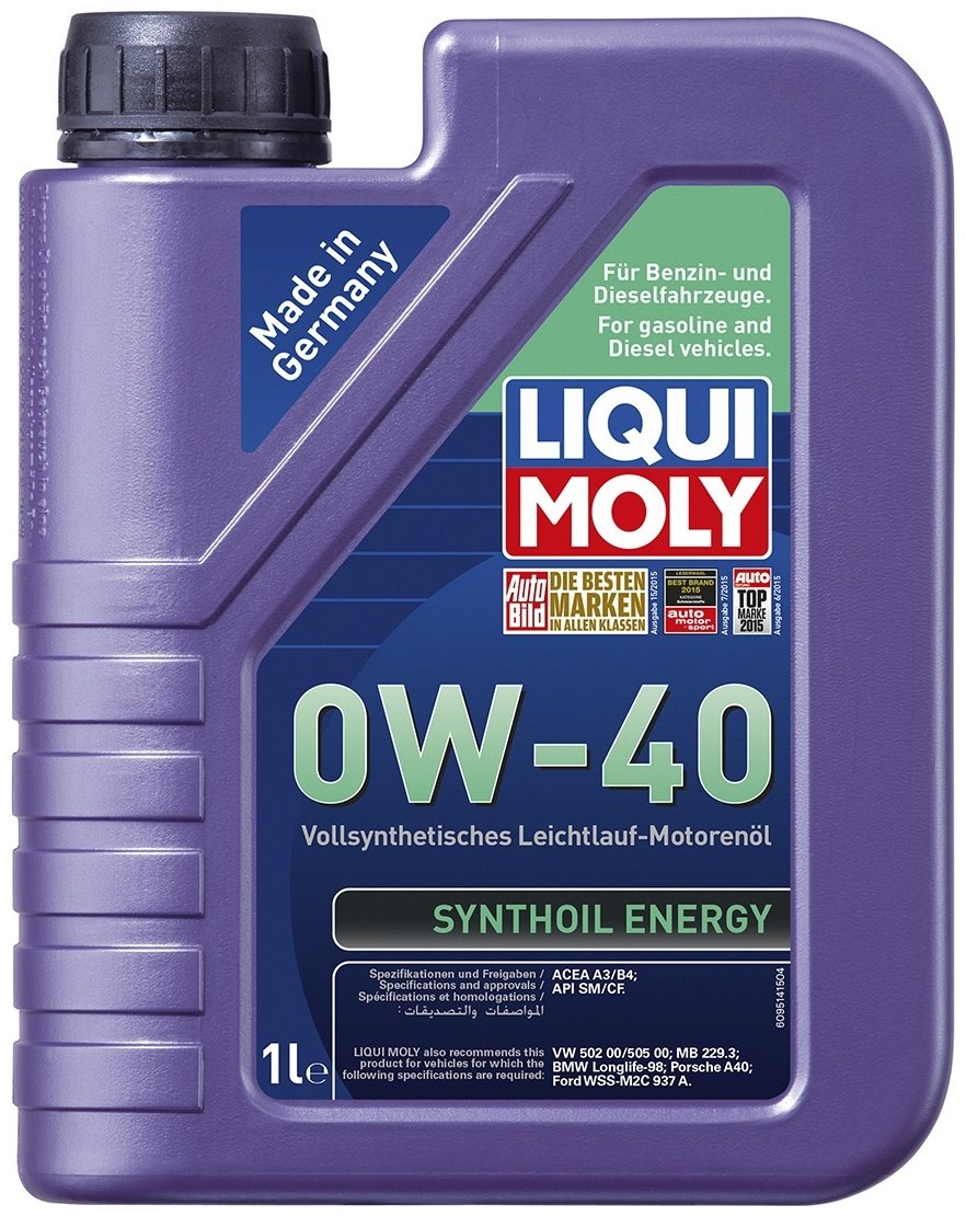 Моторное масло Синтетическое LIQUI MOLY ENERGY 0W-40 1 л