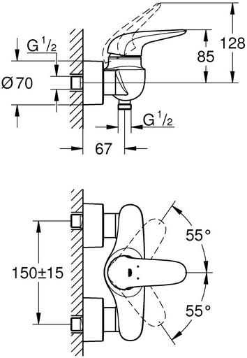 Смеситель для душа Grohe Wave 32287001, однозахватный
