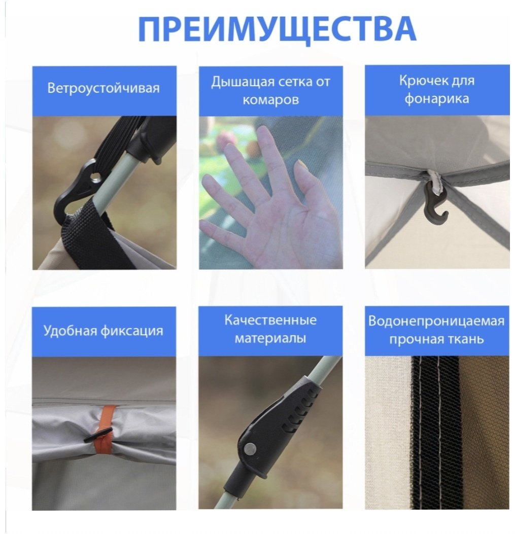 Палатка кемпинговая 6-местная бежевый - ForteMarket Палатка кемпинговая 6-местная бежевый купить,0
