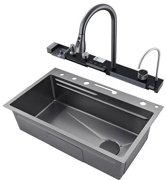 Кухонная мойка 7545 Dark Grey врезная 75х45х22 см, нержавеющая сталь - ForteMarket Кухонная мойка 7545 Dark Grey врезная 75х45х22 см, нержавеющая сталь купить,0