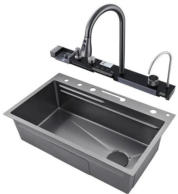 Кухонная мойка 7545 Dark Grey врезная 75х45х22 см, нержавеющая сталь купить,NaN