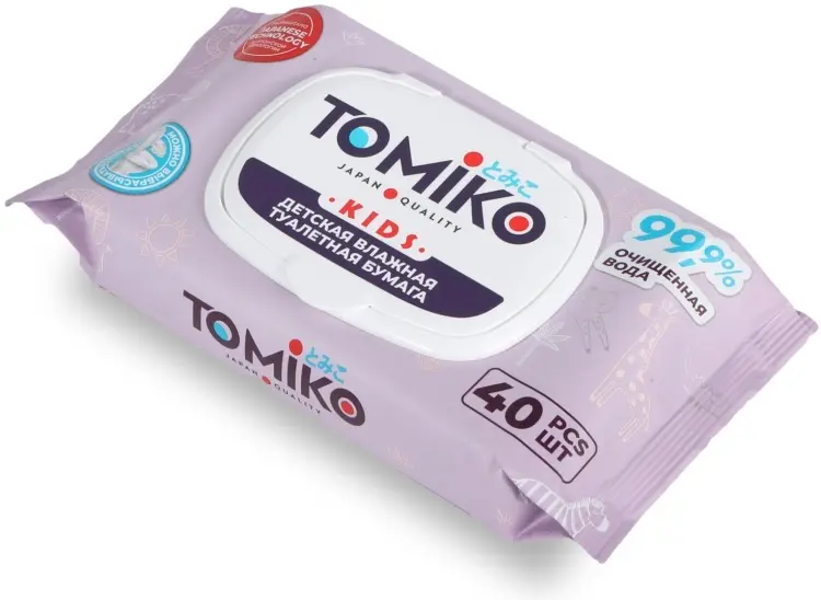 Tomiko влажная туалетная бумага 1-слойный 40 шт, хлопок
