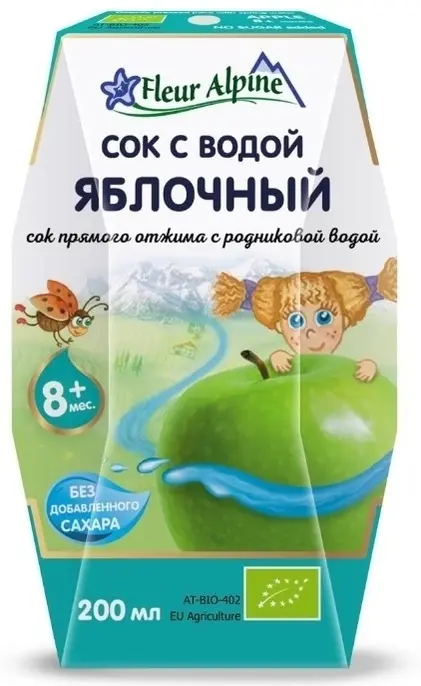 Сок Fleur Alpine яблоко, вода с 8 месяцев 200 мл 1 шт купить,NaN