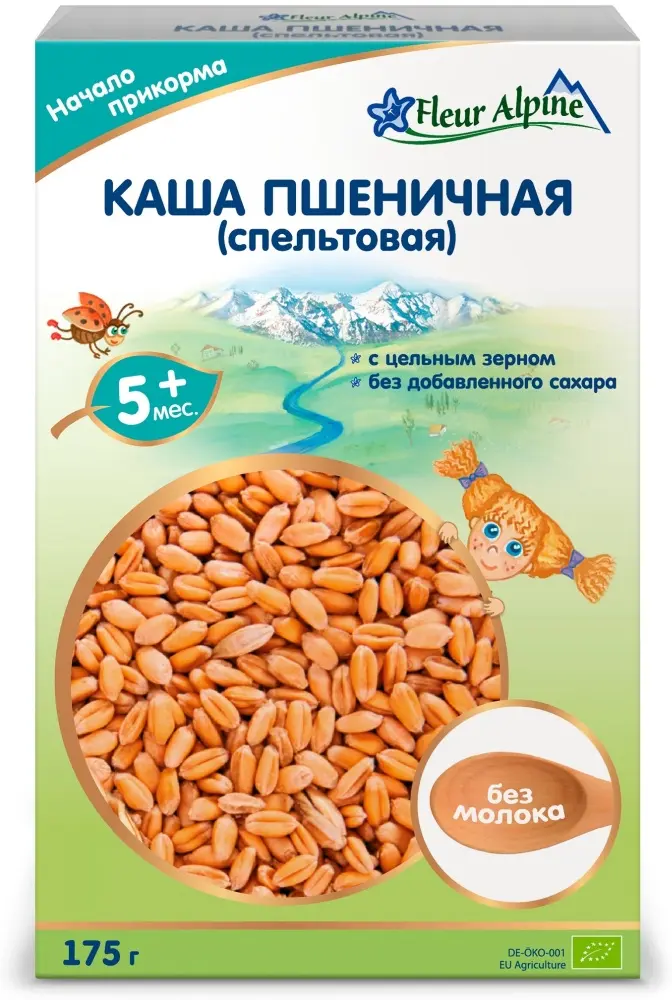 Детская каша Fleur Alpine Безмолочная пшеничная спельтовая с 5 месяцев 175 г