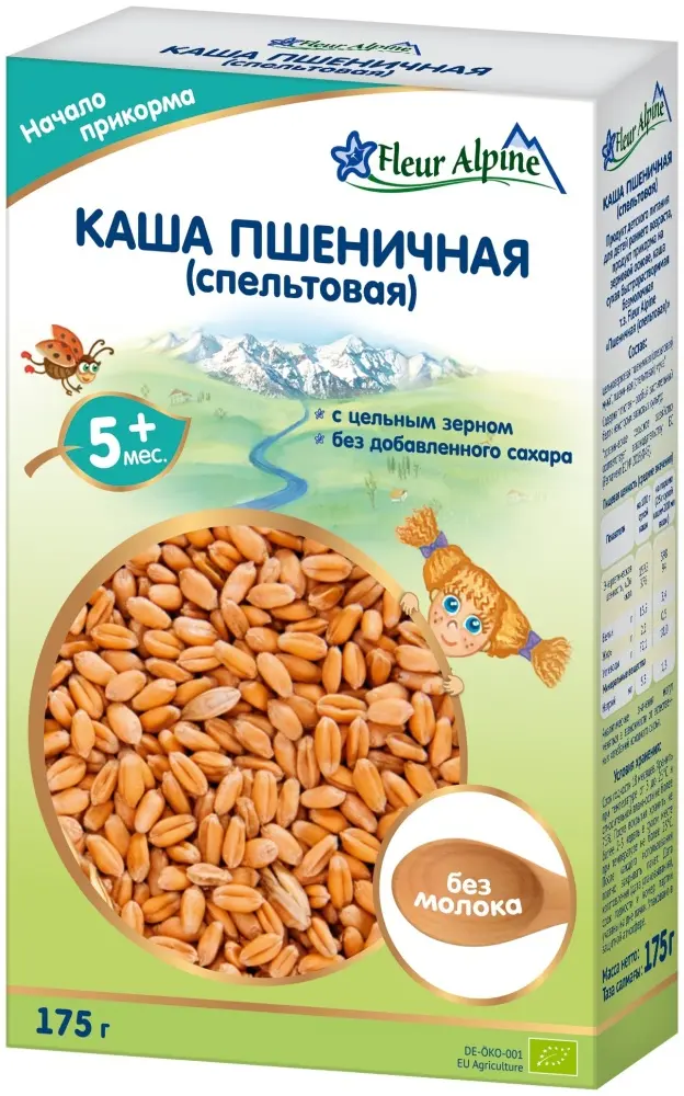 Детская каша Fleur Alpine Безмолочная пшеничная спельтовая с 5 месяцев 175 г
