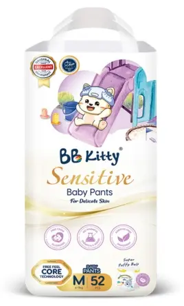 Подгузники-трусики BB Kitty SENSETIVE M, 52 шт купить,NaN