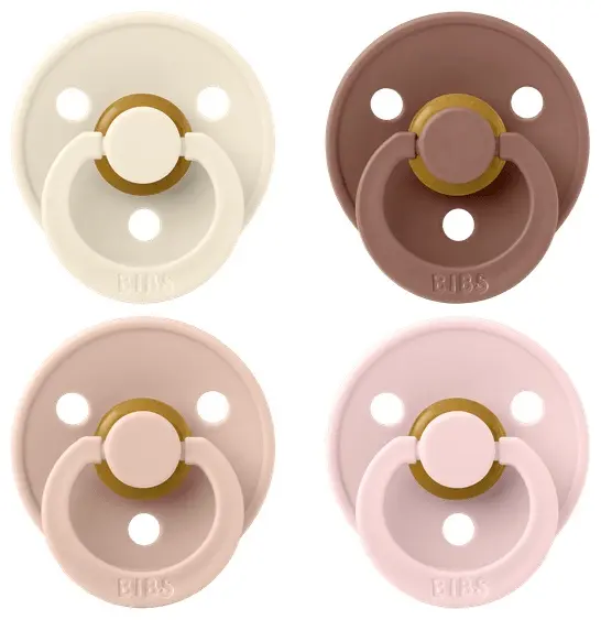 Набор пустышек BIBS Colour 4 шт. Ivory/Blush/Woodchuck/Blossom 0+ месяцев, 4 шт, мультиколор
