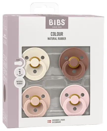 Набор пустышек BIBS Colour 4 шт. Ivory/Blush/Woodchuck/Blossom 0+ месяцев, 4 шт, мультиколор