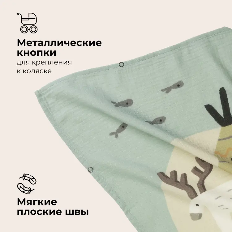Пеленка текстильная BUBA KIDS Дальний Восток, 1 шт, 115x115 см, мультиколор купить,NaN
