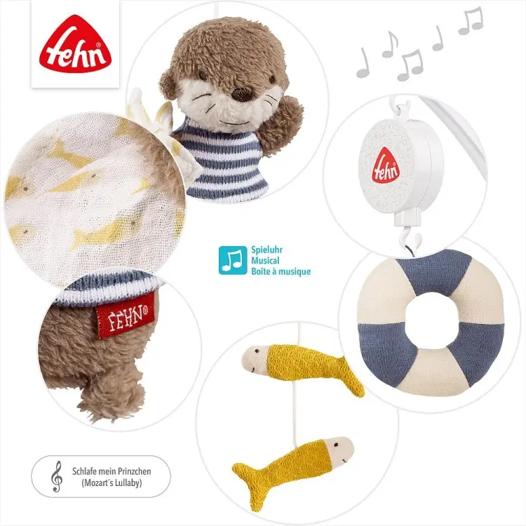 Игрушка-подвеска Fehn Музыкальный мобиль Выдра Тео купить,NaN