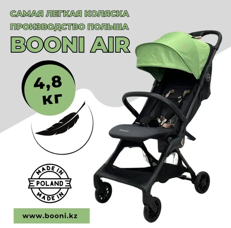 Коляска прогулочная Booni Booni Air, черный, зеленый купить,NaN
