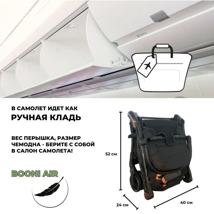 Коляска прогулочная Booni Booni Air, черный, зеленый купить,NaN