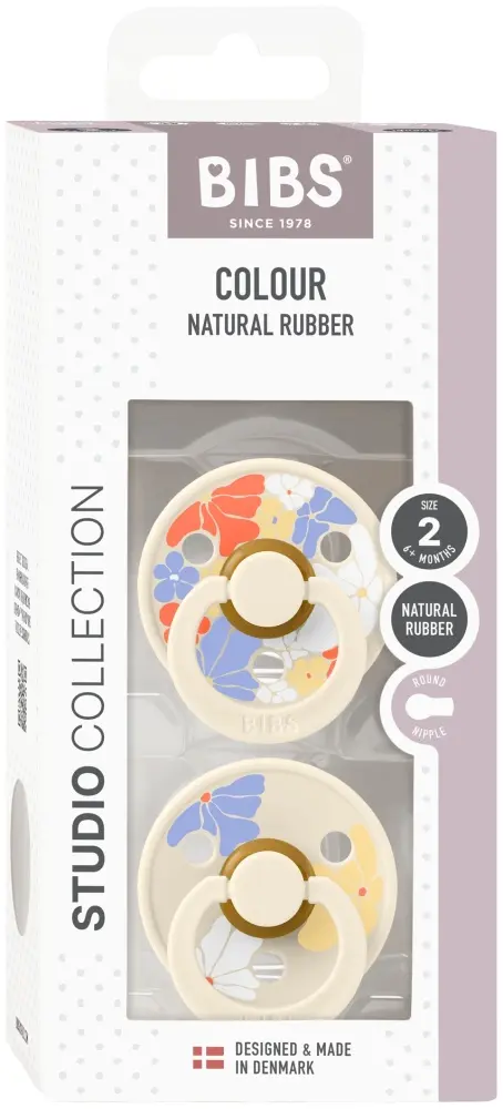 Набор пустышек BIBS Studio Colour Morning Bloom Ivory Mix 6+, 2 шт, мультиколор