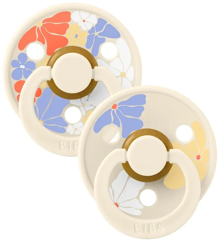 Набор пустышек BIBS Studio Colour Morning Bloom - Ivory Mix 0+, 2 шт, голубой