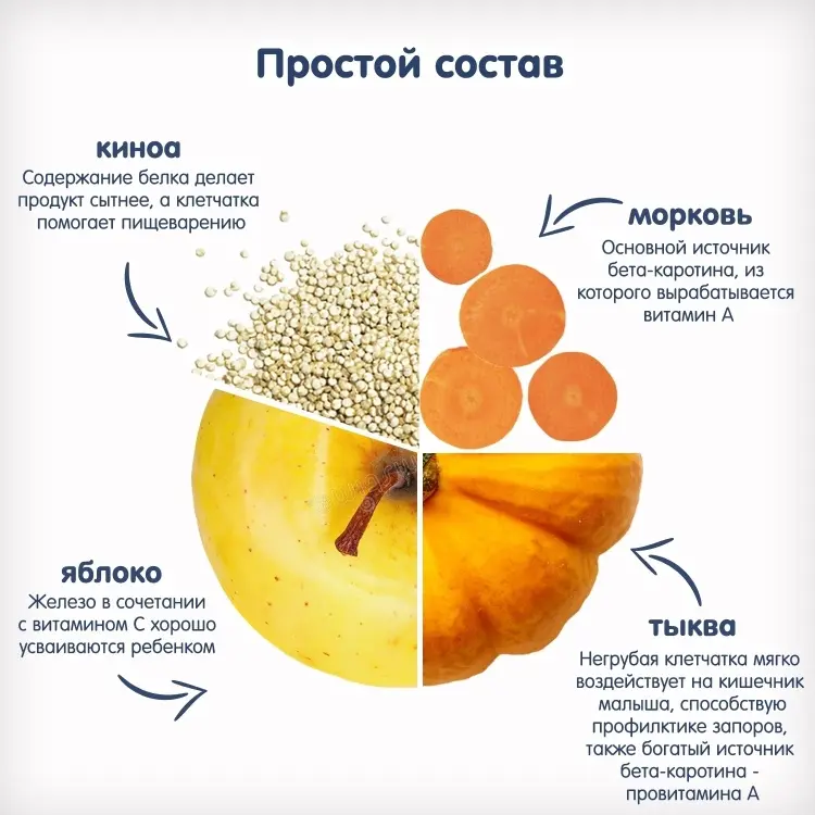 Детское пюре Fleur Alpine киноа,морковь, тыква,яблоко 120 г, с 8 месяцев