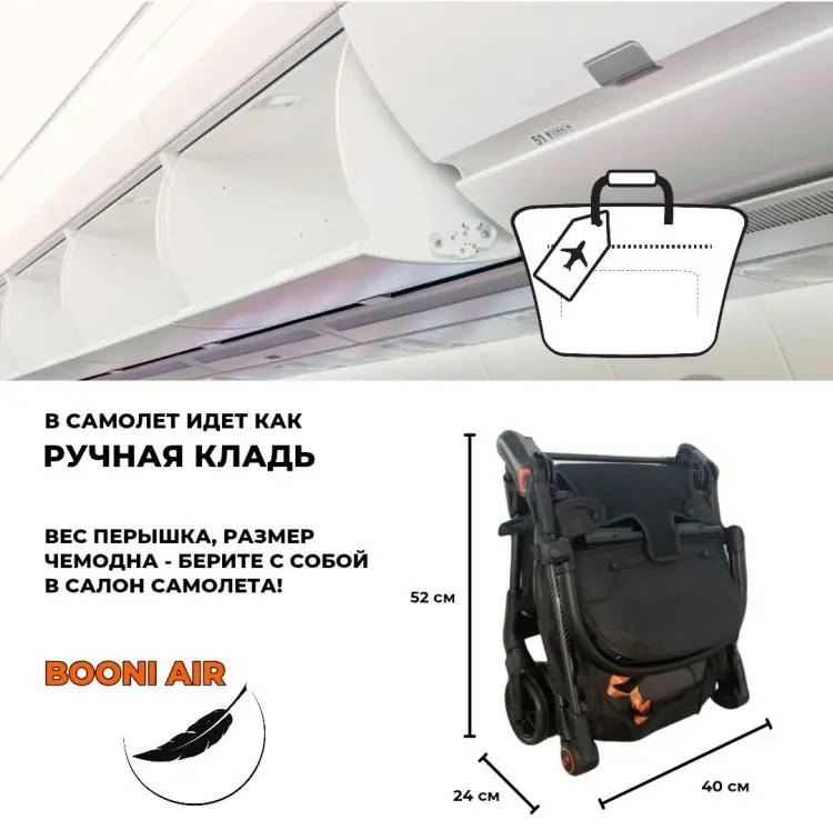 Коляска прогулочная Booni Booni Air, черный купить,NaN