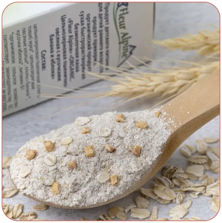 Детская каша Fleur Alpine Безмолочная пшенично-овсяная с кусочками банана и яблока с 10 месяцев 175 г