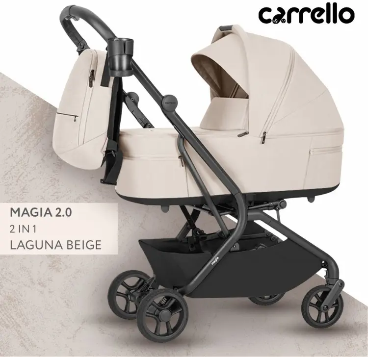 Коляска универсальная 2 в 1 Carello Magia 2.0 2 в 1 Laguna Beige, черный, бежевый
