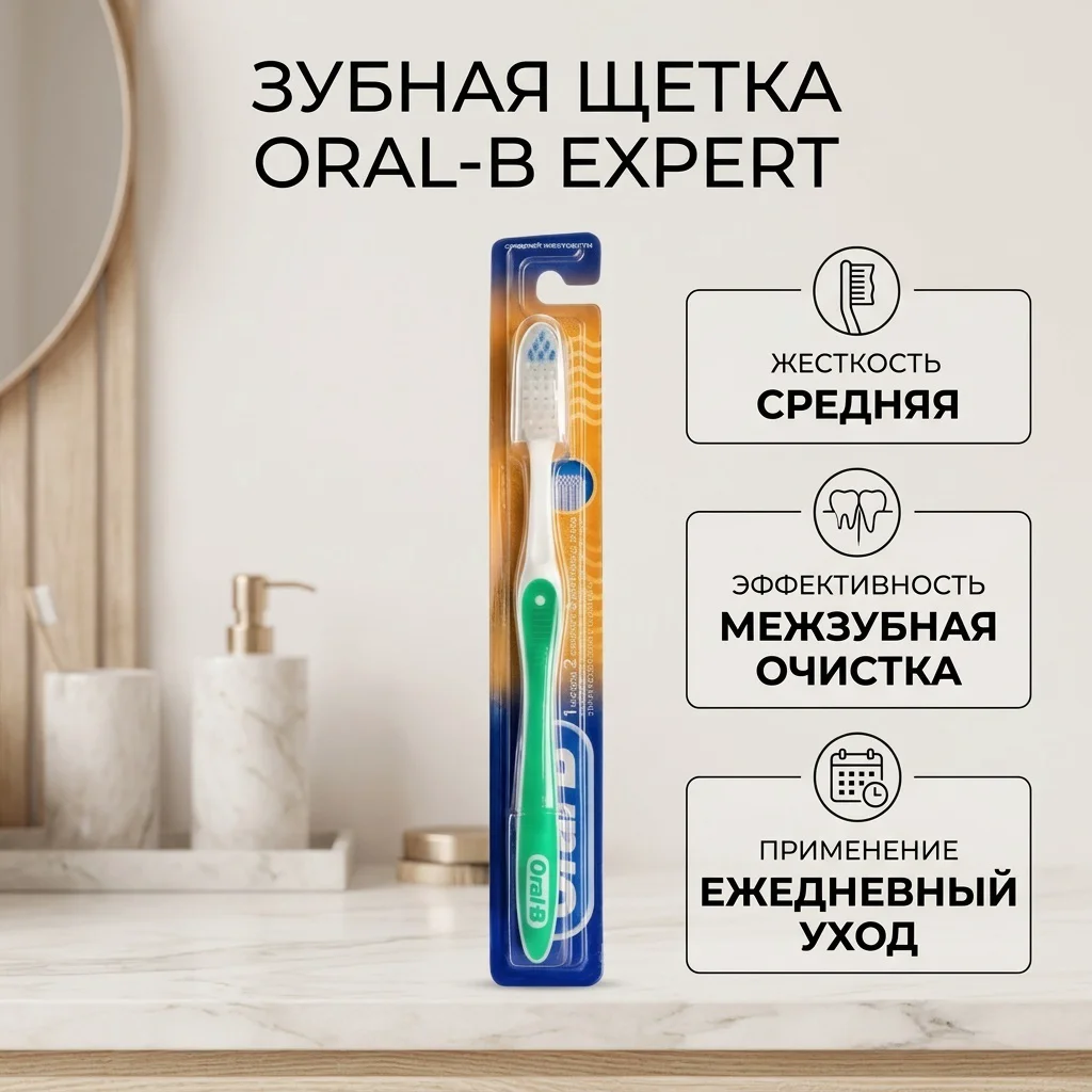 Зубная щетка Oral-B Expert средняя бело-зелёная купить,NaN