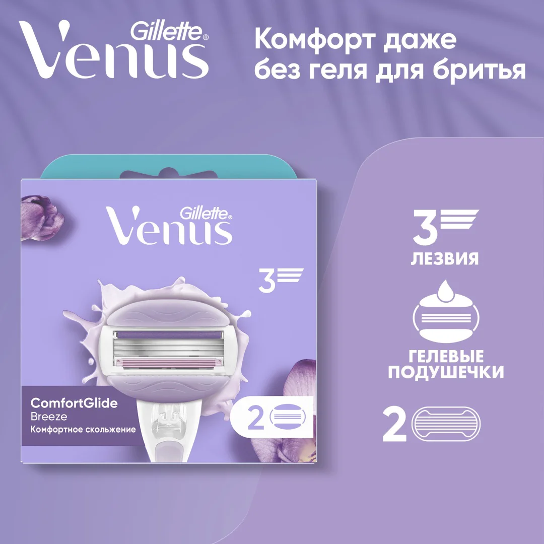 Сменные кассеты Gillette Venus Comfortglide Breeze 2 шт купить,NaN