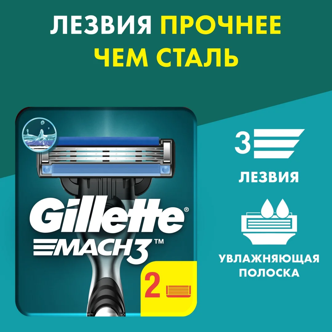 Сменные кассеты Gillette Mach3 2 шт купить,NaN
